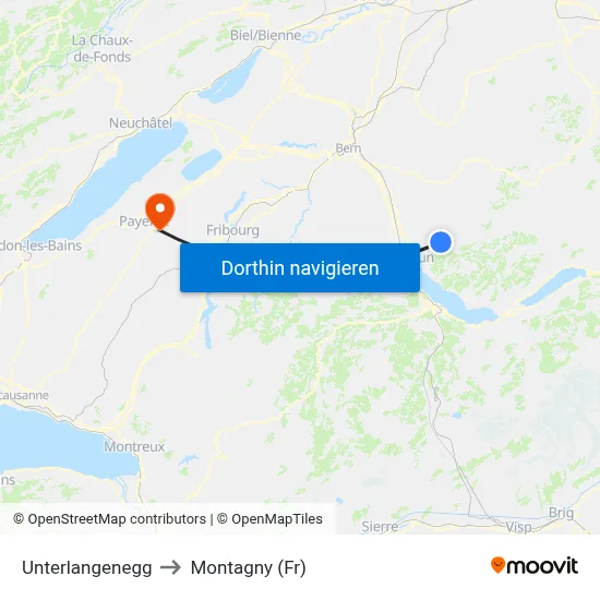 Unterlangenegg to Montagny (Fr) map