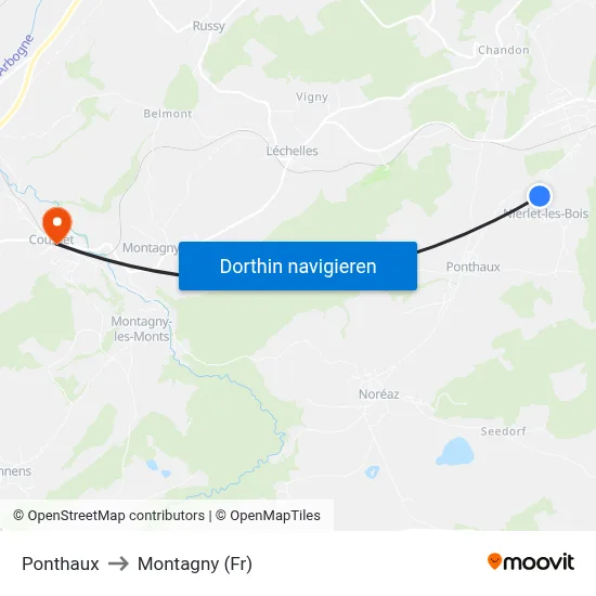 Ponthaux to Montagny (Fr) map