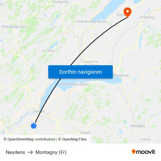 Neydens to Montagny (Fr) map