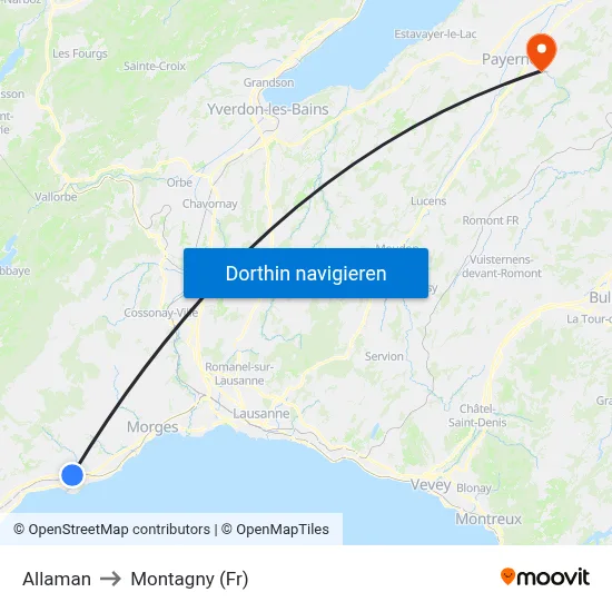Allaman to Montagny (Fr) map