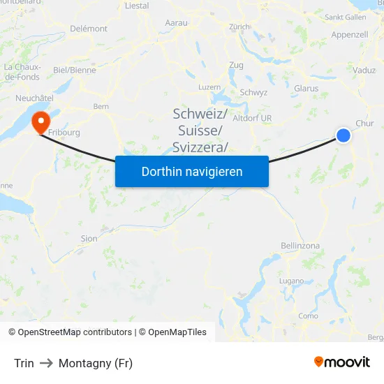 Trin to Montagny (Fr) map