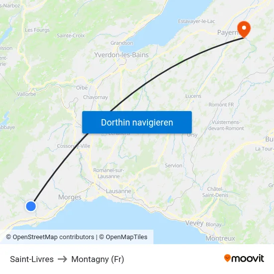 Saint-Livres to Montagny (Fr) map
