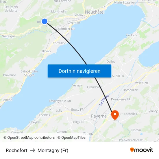 Rochefort to Montagny (Fr) map