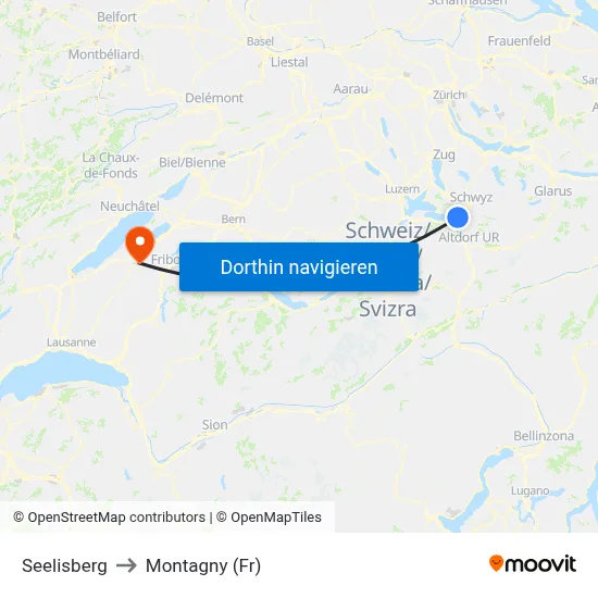 Seelisberg to Montagny (Fr) map