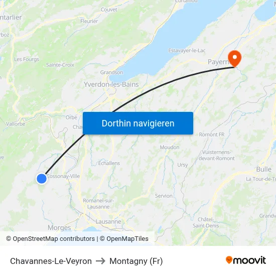 Chavannes-Le-Veyron to Montagny (Fr) map