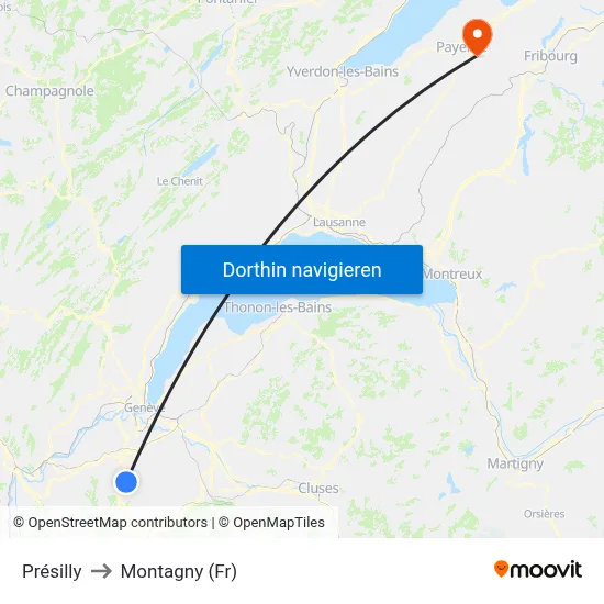 Présilly to Montagny (Fr) map