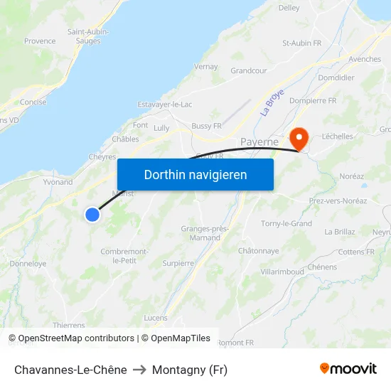 Chavannes-Le-Chêne to Montagny (Fr) map