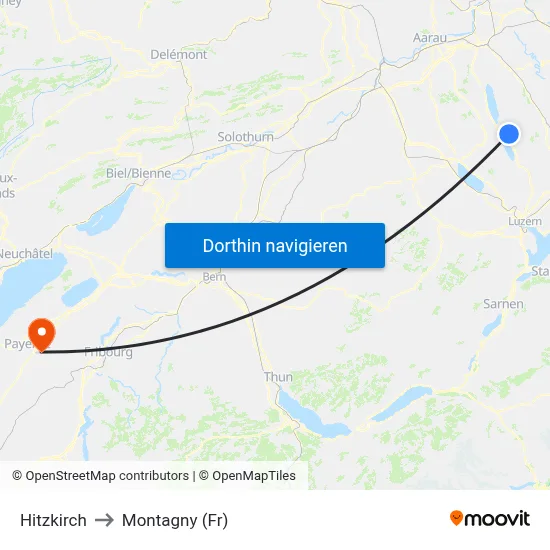Hitzkirch to Montagny (Fr) map