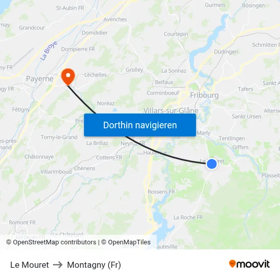 Le Mouret to Montagny (Fr) map