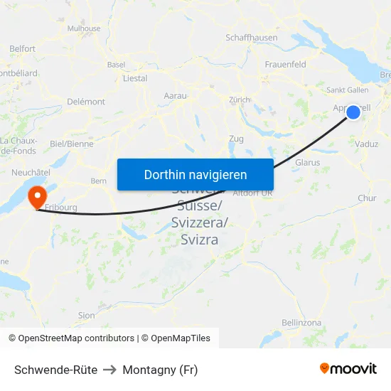 Schwende-Rüte to Montagny (Fr) map