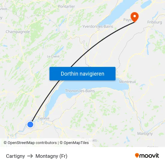Cartigny to Montagny (Fr) map
