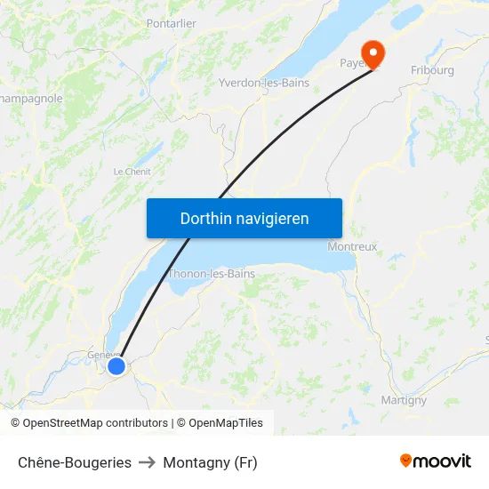 Chêne-Bougeries to Montagny (Fr) map