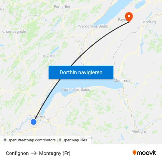 Confignon to Montagny (Fr) map