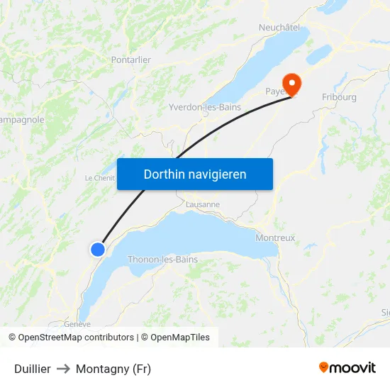 Duillier to Montagny (Fr) map