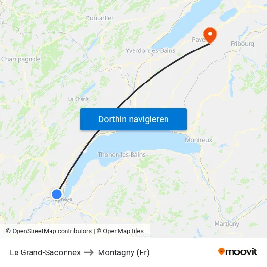 Le Grand-Saconnex to Montagny (Fr) map