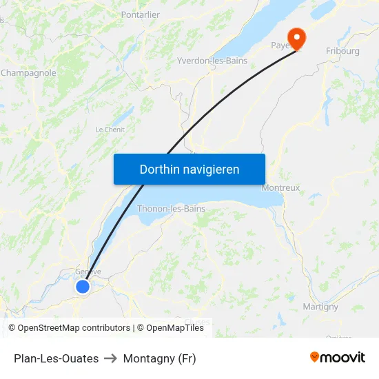 Plan-Les-Ouates to Montagny (Fr) map