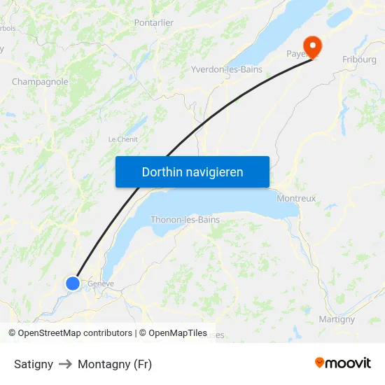 Satigny to Montagny (Fr) map