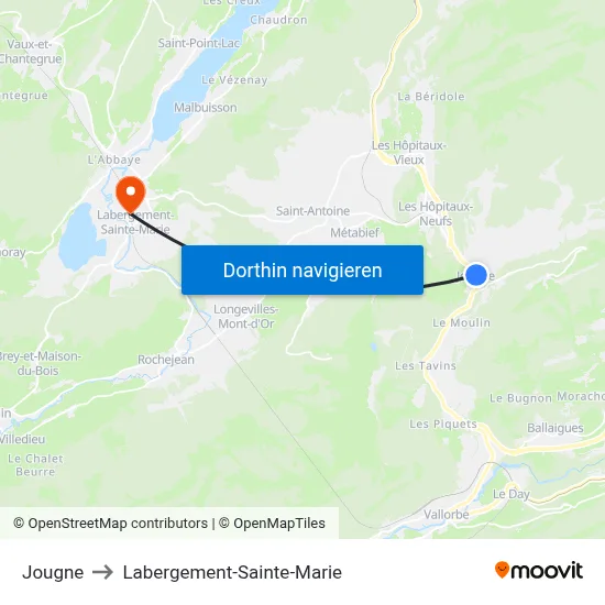 Jougne to Labergement-Sainte-Marie map