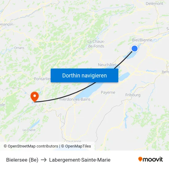 Bielersee (Be) to Labergement-Sainte-Marie map