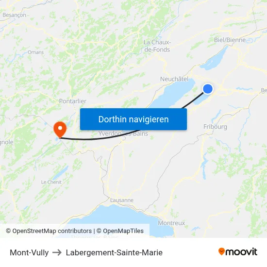 Mont-Vully to Labergement-Sainte-Marie map