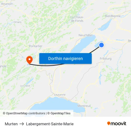 Murten to Labergement-Sainte-Marie map