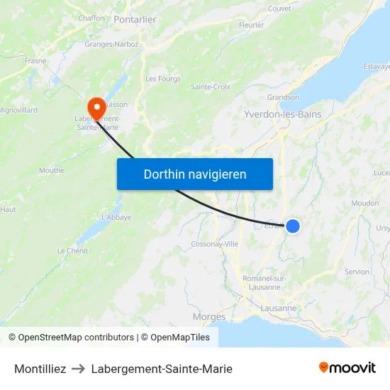 Montilliez to Labergement-Sainte-Marie map