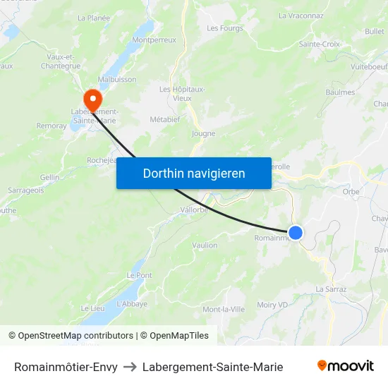 Romainmôtier-Envy to Labergement-Sainte-Marie map