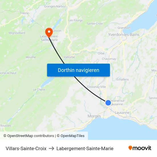 Villars-Sainte-Croix to Labergement-Sainte-Marie map