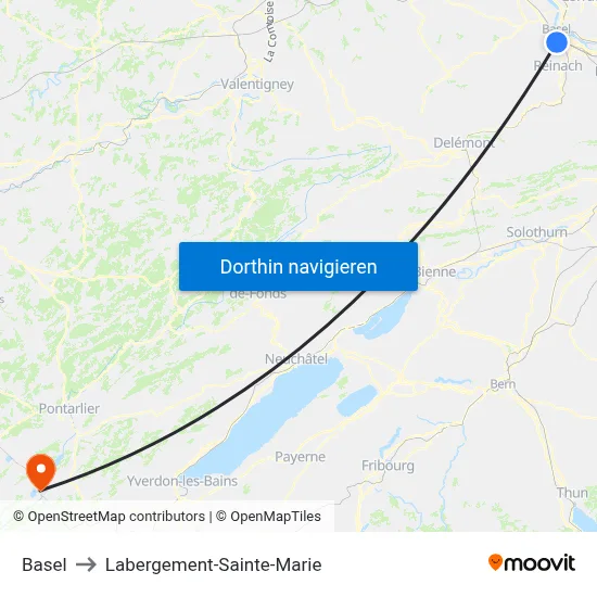 Basel to Labergement-Sainte-Marie map