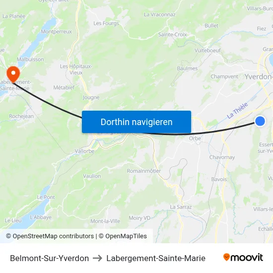 Belmont-Sur-Yverdon to Labergement-Sainte-Marie map