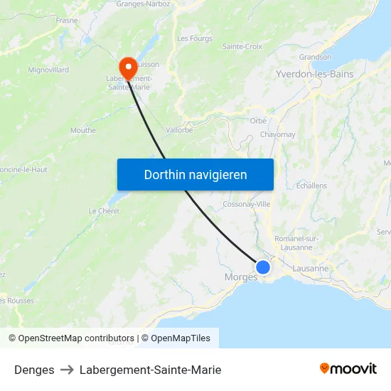 Denges to Labergement-Sainte-Marie map