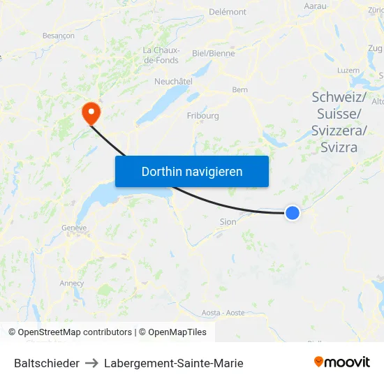 Baltschieder to Labergement-Sainte-Marie map
