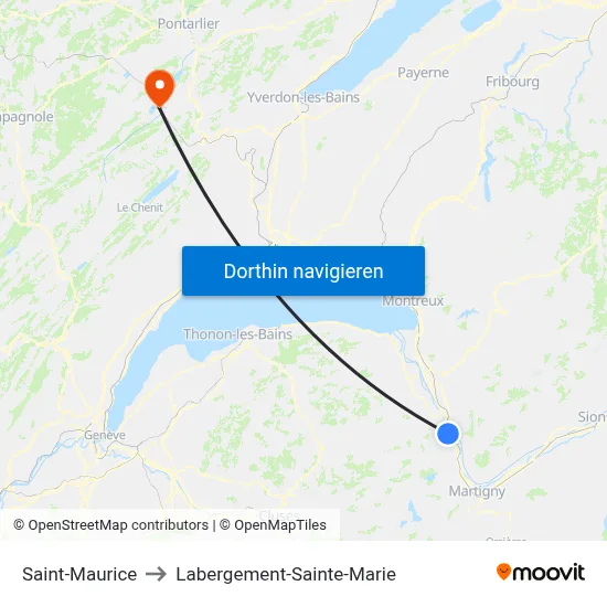 Saint-Maurice to Labergement-Sainte-Marie map
