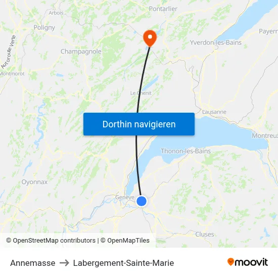 Annemasse to Labergement-Sainte-Marie map