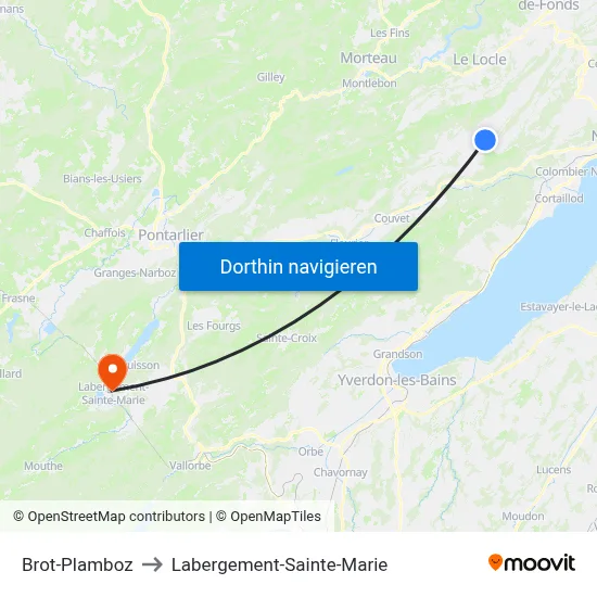 Brot-Plamboz to Labergement-Sainte-Marie map