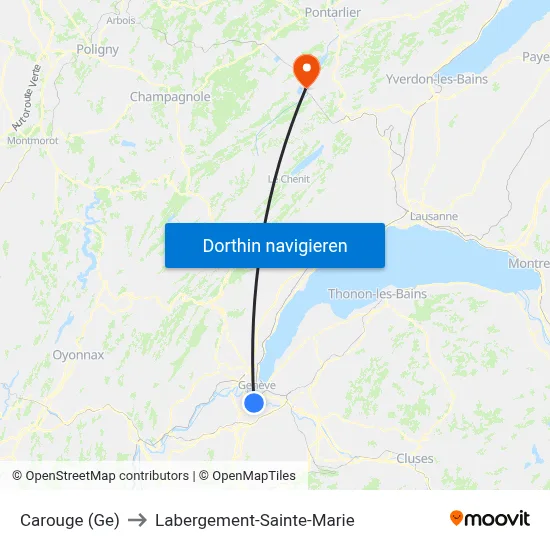 Carouge (Ge) to Labergement-Sainte-Marie map