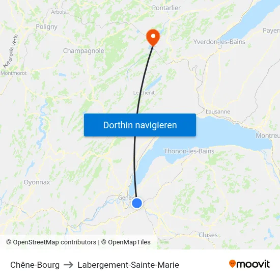 Chêne-Bourg to Labergement-Sainte-Marie map