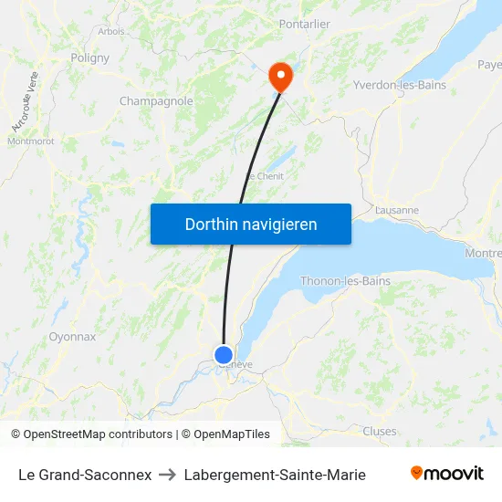 Le Grand-Saconnex to Labergement-Sainte-Marie map