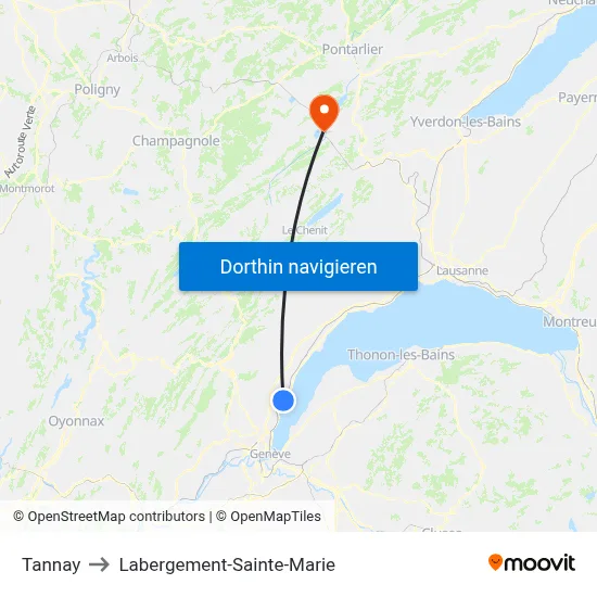 Tannay to Labergement-Sainte-Marie map
