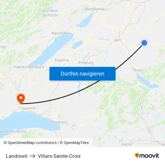 Landiswil to Villars-Sainte-Croix map