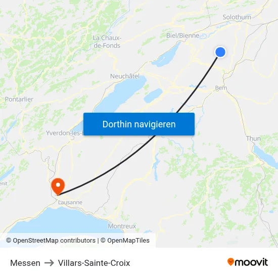 Messen to Villars-Sainte-Croix map