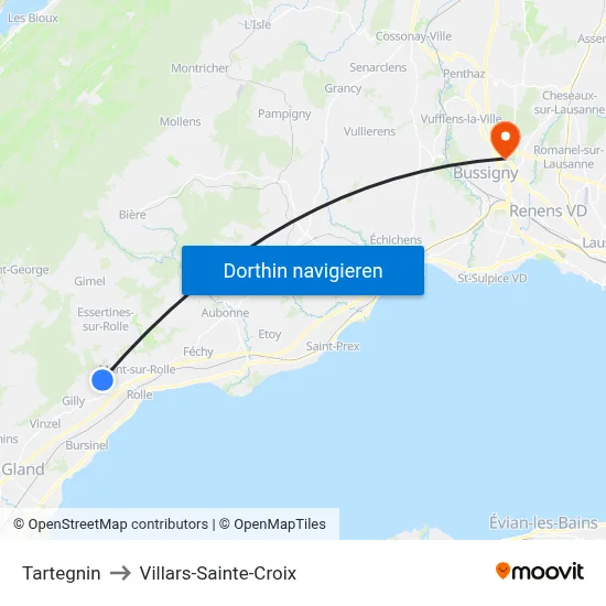 Tartegnin to Villars-Sainte-Croix map