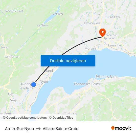 Arnex-Sur-Nyon to Villars-Sainte-Croix map