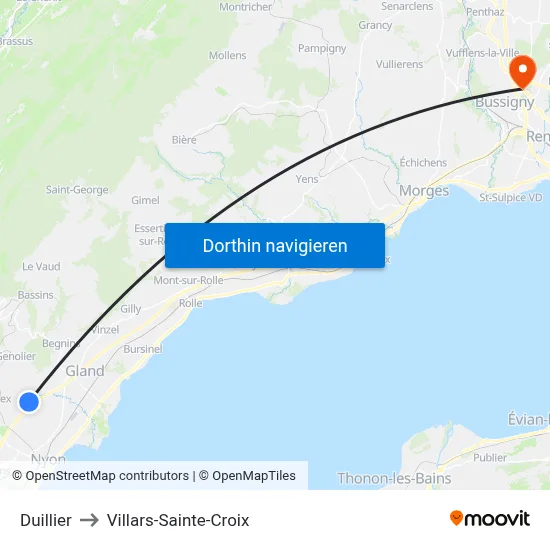 Duillier to Villars-Sainte-Croix map