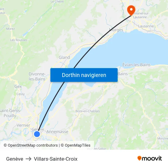 Genève to Villars-Sainte-Croix map