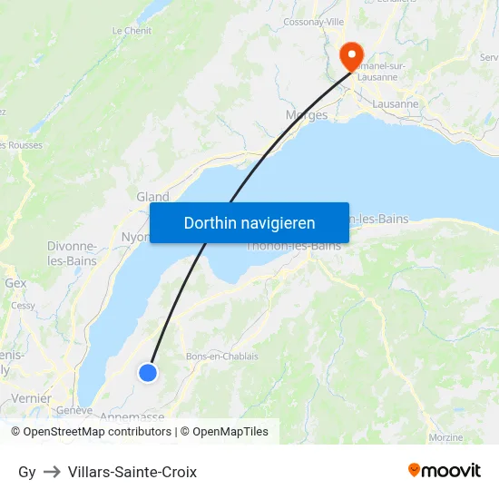 Gy to Villars-Sainte-Croix map