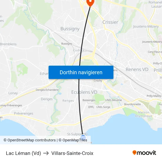 Lac Léman (Vd) to Villars-Sainte-Croix map