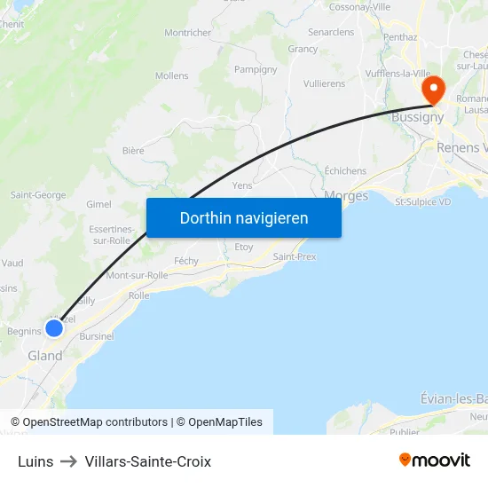 Luins to Villars-Sainte-Croix map