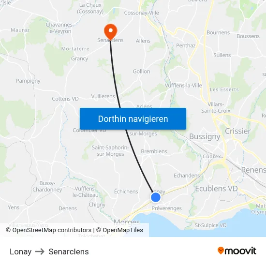 Lonay to Senarclens map