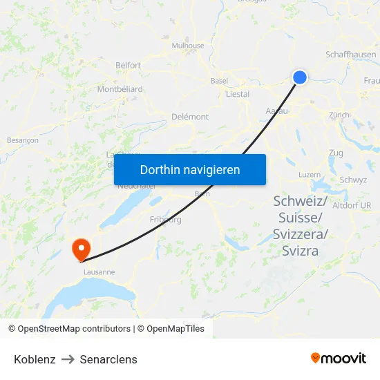 Koblenz to Senarclens map
